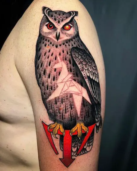 Blade Runner Banger Owl Leg Tattoo
