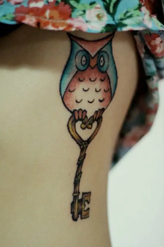 owl key tattoo design