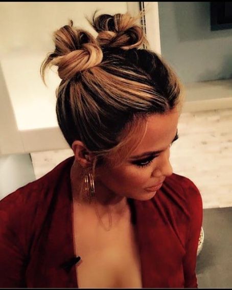 Two Space Topknots For Short Hair