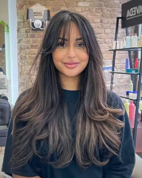 Balayage Hair With Curtain Bangs