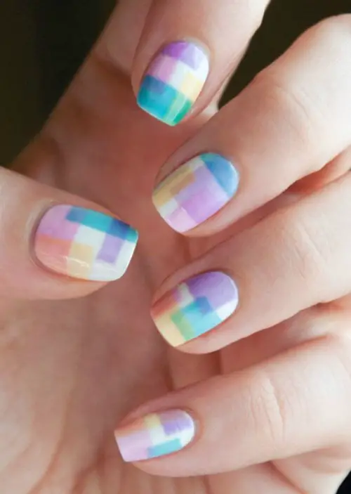 Multicolored Geometric Nail Art 