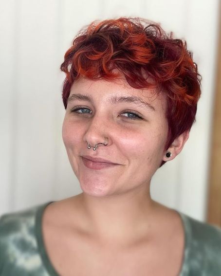 Red Curly Pixie Cut