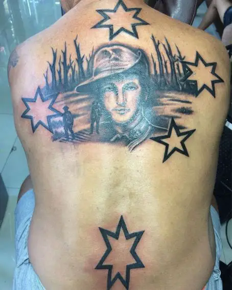 Soldier-themed Star Tattoo