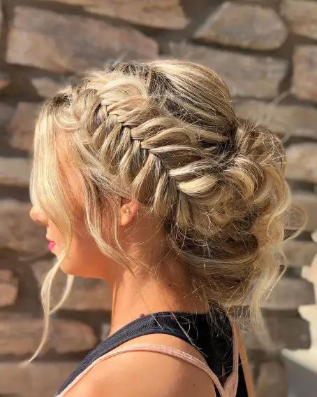 Loose Braid Updo Hairstyle
