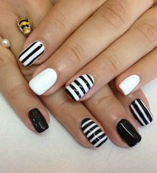 Monochromatic Black And White Nail Design