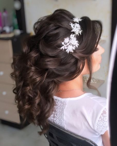 Messy Curly Waterfall Wedding Hairstyle