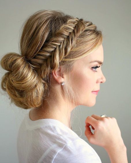Fishtail Braided Updo Hairstyle