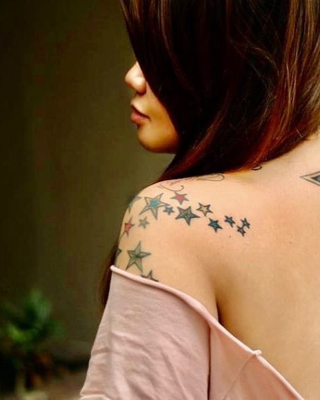 Back Lotus With Star Tattoo
