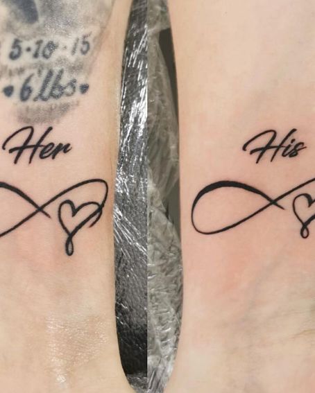 Infinity Symbol With A Heart In Couple Tattoo