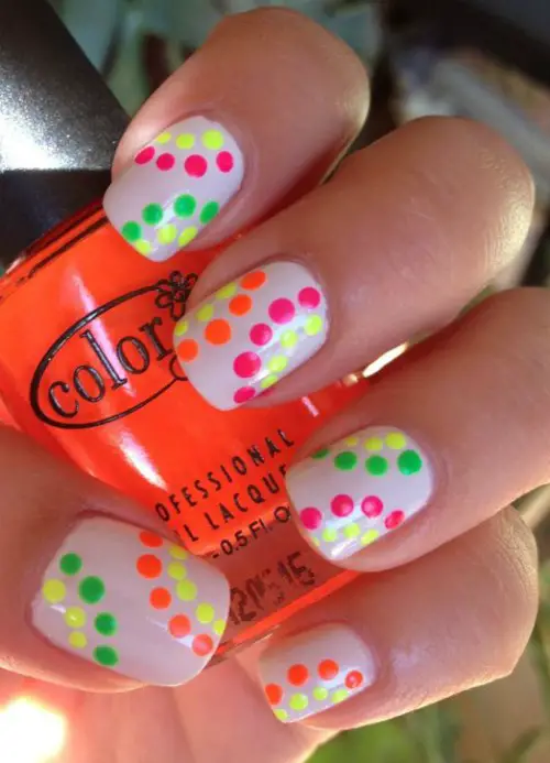 Neon Polka Dot Nail Art