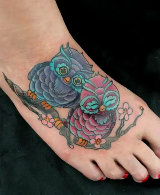 cute owl couple tattoo