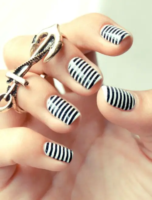 Black And White Tribal Nail Art Design