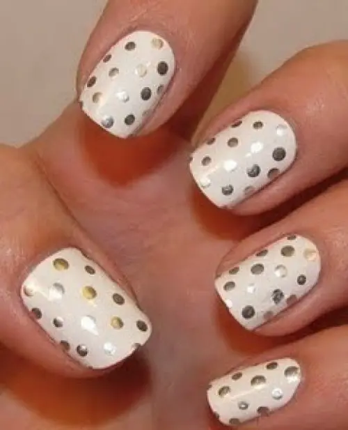 Silver Polka Dot Nail Design