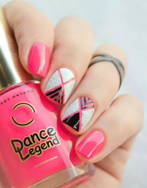 Geometric Nail Art With Textured Nail Polish