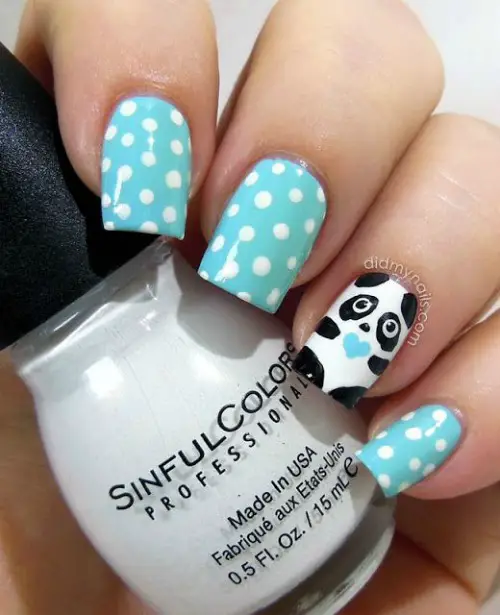 White Polka dots with Cute Panda