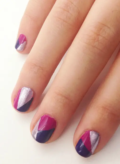 3-Shade Geometric Nail Art Design