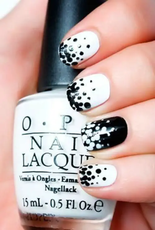 Black and White Polka Dot Nail Art