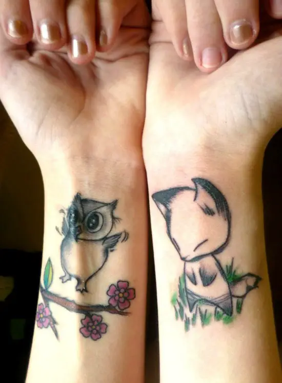owl tattoo on wrist