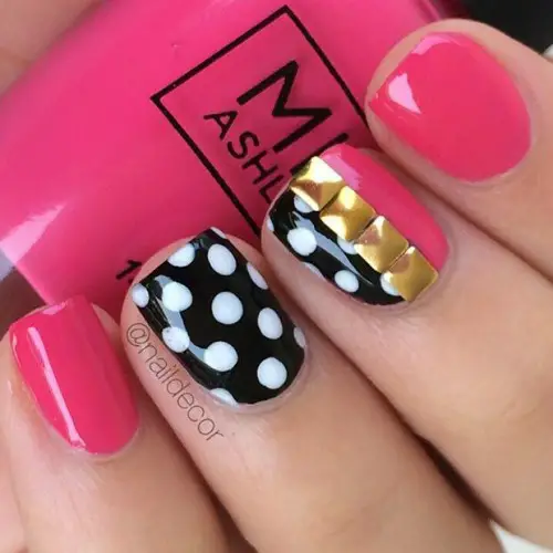 Crystal Nail Art Cute Pink and White