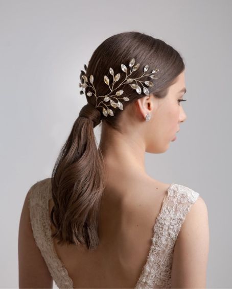 Low Lying Ponytail Wedding Hairstyle