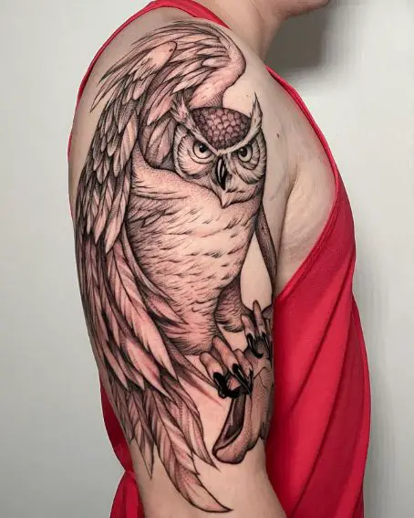 Cute Giant Owl Tattoo On Arm