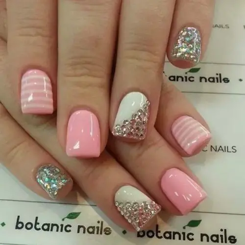 Simple Rhinestone Nail Designs for Short Nails