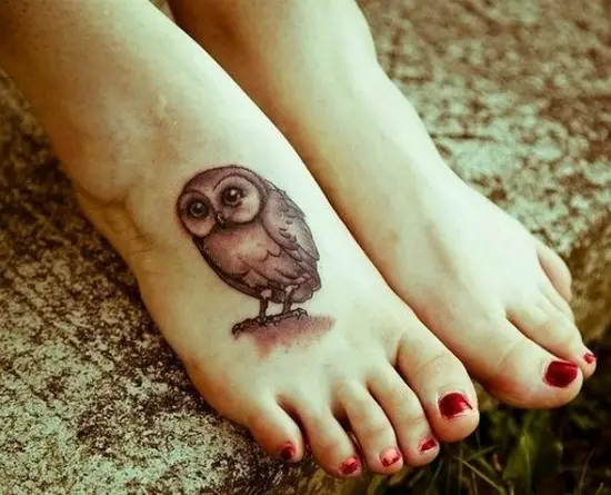 owl tattoo on foot