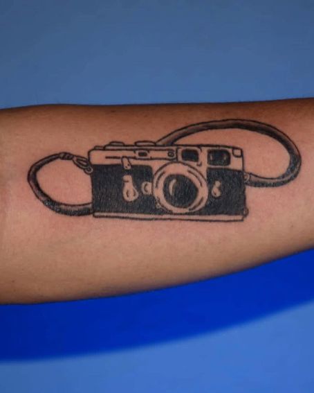 Awesome Camera Tattoo With Handle