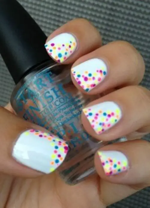 White Nail Polish with Silver Sharpie Polka Dot Nail Art