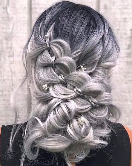 Silver Messy Updo