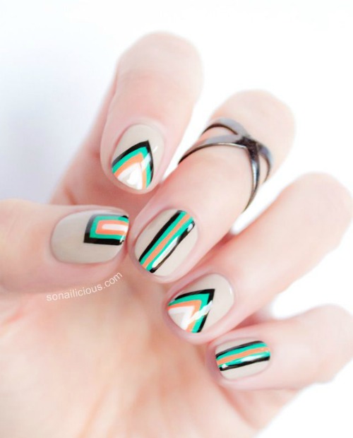 Edgy Geometric Nail Art Design