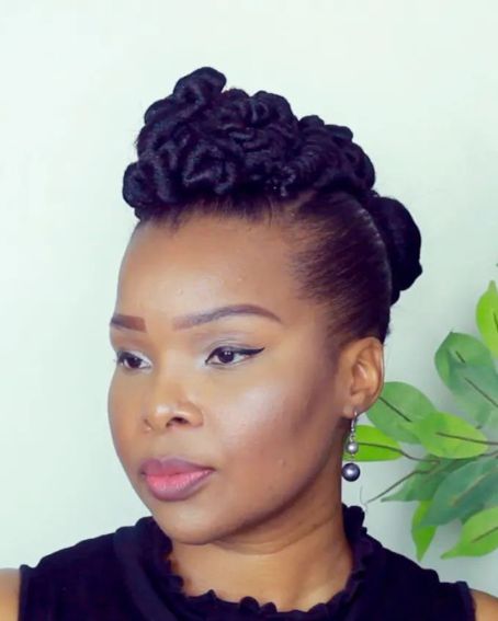 Faux Locs Updo Hairstyle for Black Women