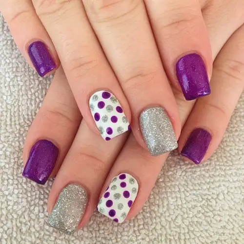 Purple Polka Dot Nail Art 