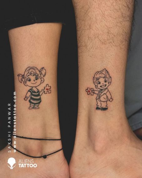 Cute Girl And Boy Couple Tattoo