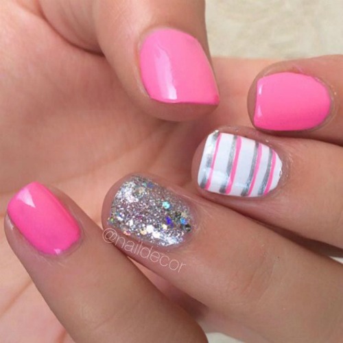 Pink Nail Design for Short Nails