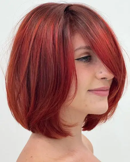 Red And Orange Highlights With Short Bobs