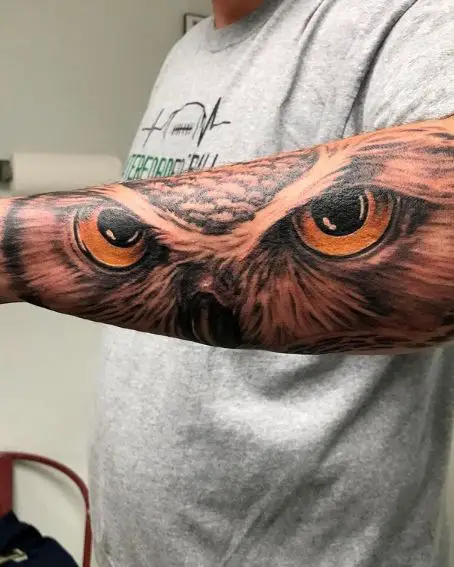 Owl Eyes Tattoo On Arm