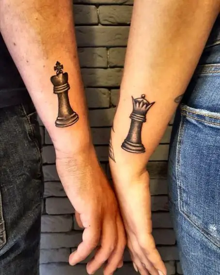 King And Queen Chess Gambit Tattoo For A Couple