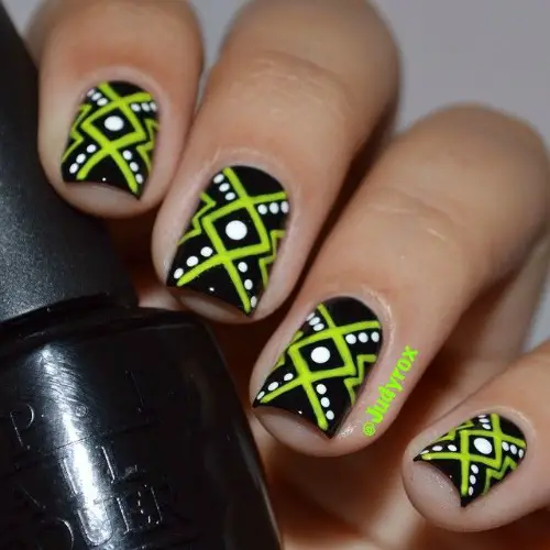 Washi Tape Geometric Nail Art Design