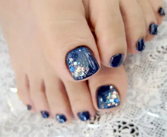 Crystal Toe Nail Art Design