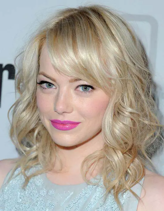 Emma-Stone Curly Hair with Bangs