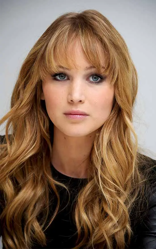 Jennifer-Lawrence Curly Hair with Bangs