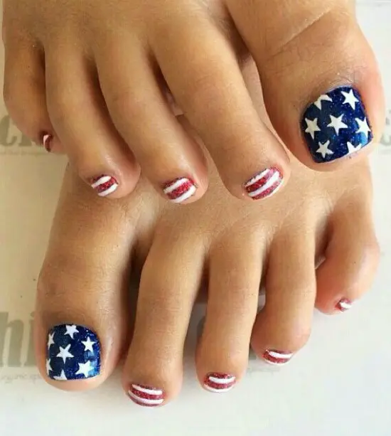 July 4th Toe Nail Art Design