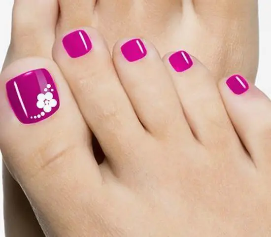 Pink toe Nail art flower design