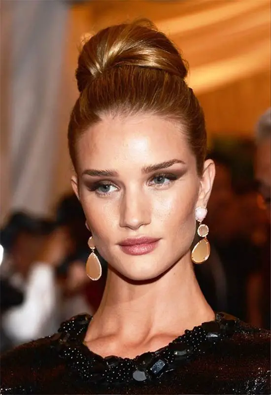 Rosie Huntington Whiteley Bun Updo Hairstyle