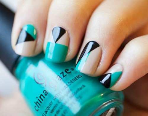 Scotch Tape Geometric Nail Art