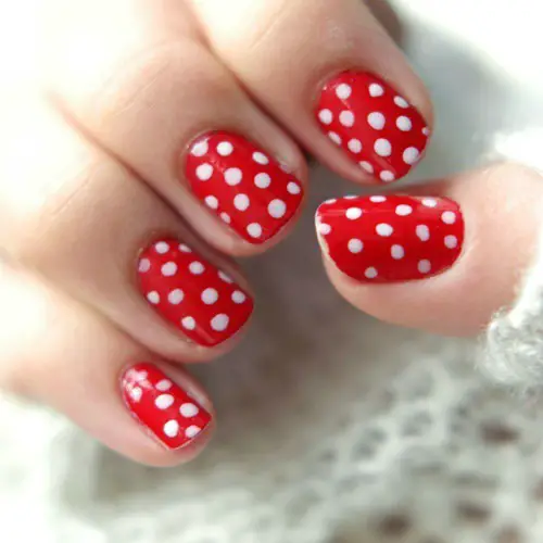 White Polka Dot Nail Art