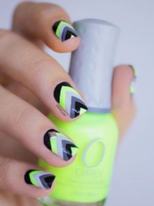 Black and Yellow Geometric Nail Art
