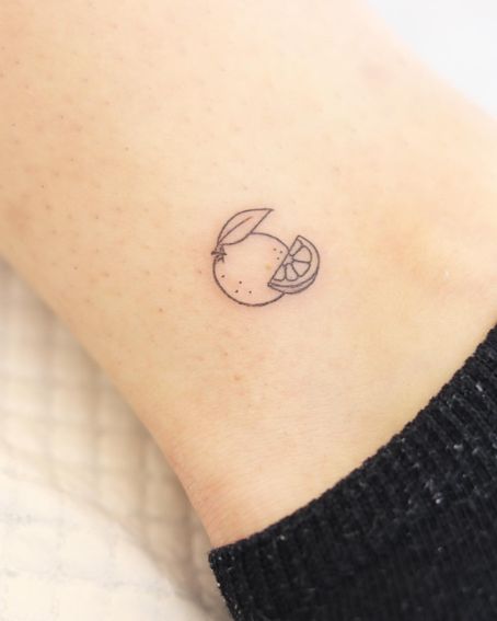 Orange Fruit Tattoo On Ankle