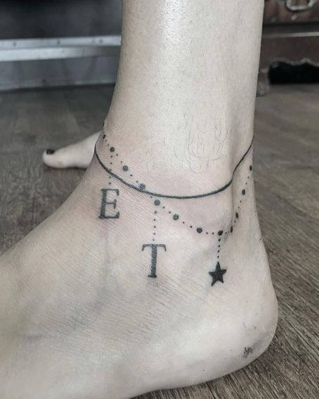 Alphabet Design Tattoo On Ankle